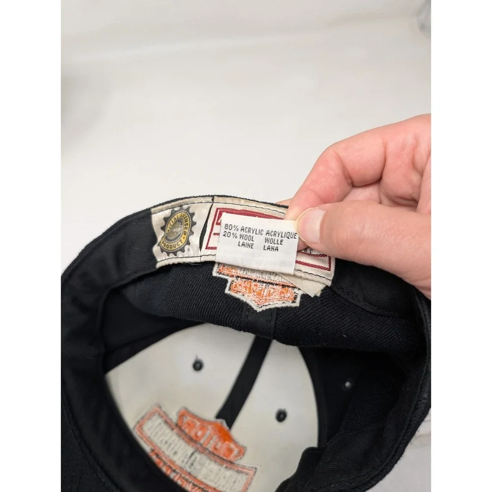 Vintage 90s Harley‎ Davidson Fitted Baseball Cap Hat Black 7 1/2 American Needle